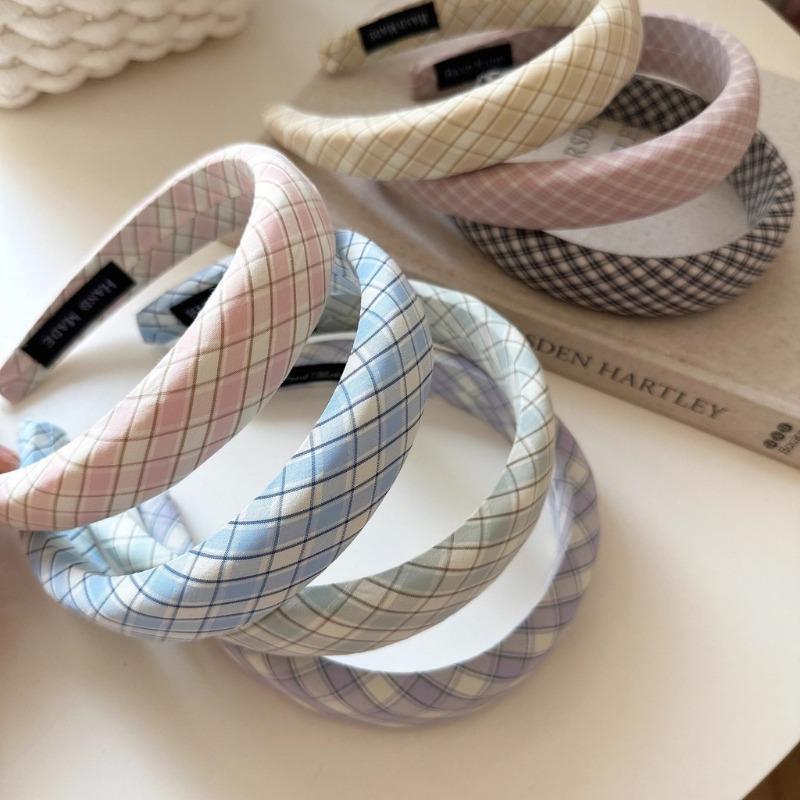 Cloth Plaid Sweet Headband Women's Korean Fashion Fresh Hair Band Outdoor Hair Accessories