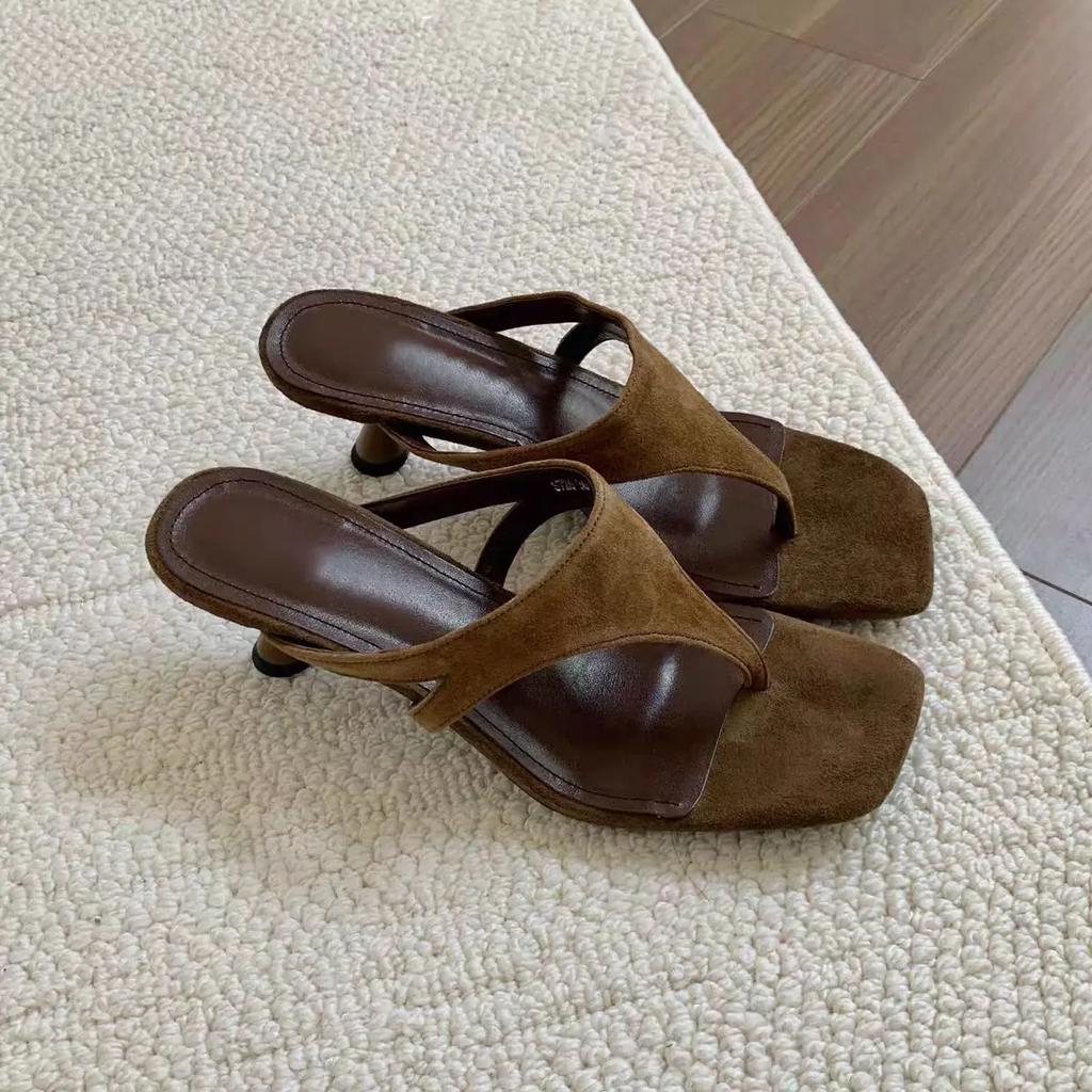 Retro Fashion Large Size Solid Women's Slippers Women's Shoes 2026 New Summer Outdoor Peep Toe Square Toe Modern Slippers