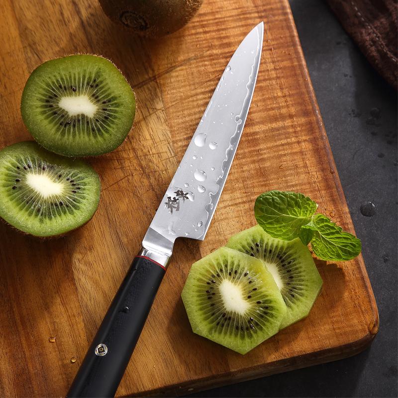 4 Inch Paring Knife With Wood Cover 3-layers Clad Steel AUS-10 Blade G10 Handle Cleaver Steak Utility Barbecue Kitchen Knives