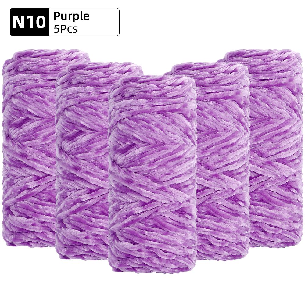 5pcs Soft Polyester Velvet Yarn Set - Luxurious Chenille Yarns, DIY Knitting & Crocheting for Crafts, Hats, Blankets, Scarves