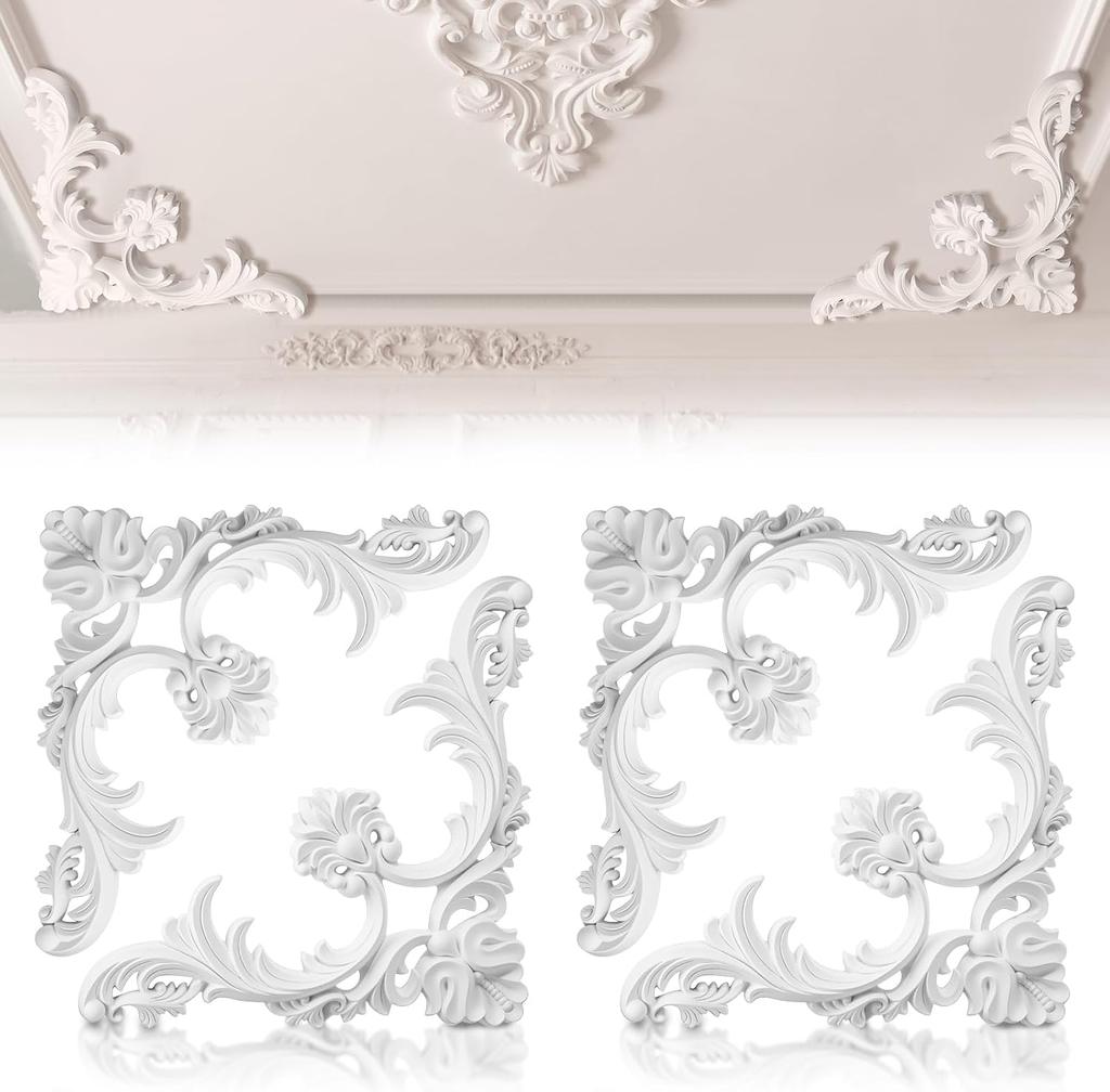 PU Ceiling Molding Corners Murals Trim Flower Background Wall Molding Kit Decorative Panels for Wall Medallion Ceiling