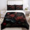 3 Stück Rosen, Dunkles Blumenmuster Bettwäsche-Set, Bezug für Schlafzimmer Gästezimmer (1 Bettbezug + 2 Kissenbezüge, ohne Steppdecke),  yy250922226