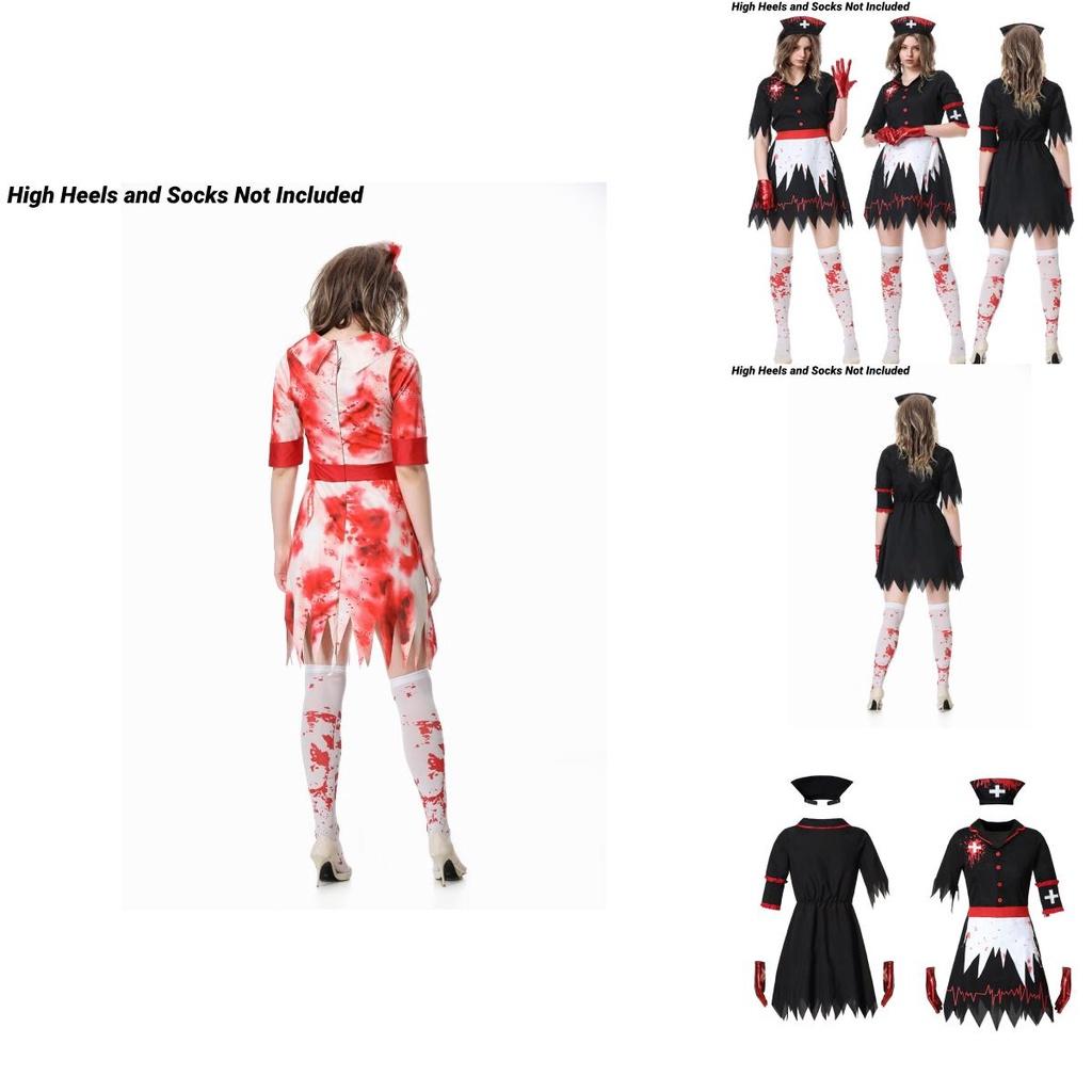 Yumeikeshi Women's Halloween Cosplay Costume Blood Nurse Maid Doctor Outfit