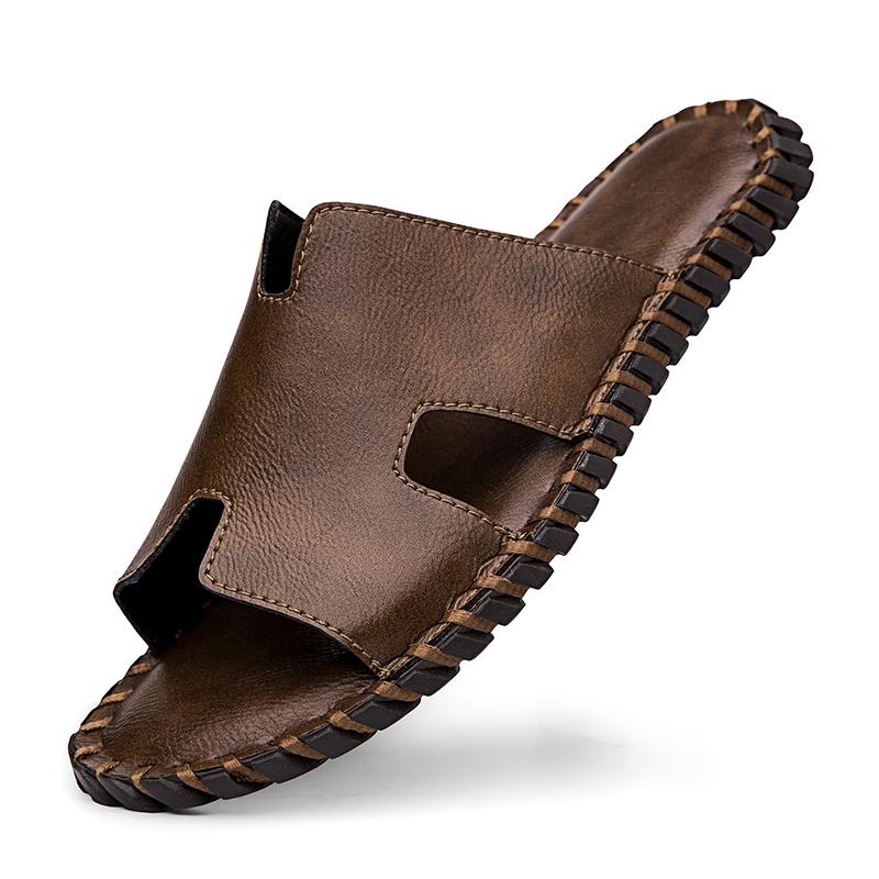 Large Size 48 Hand-stitched Split Leather Slippers Men s Sandals Beach Flip Flop Summer Men s Shoes 38