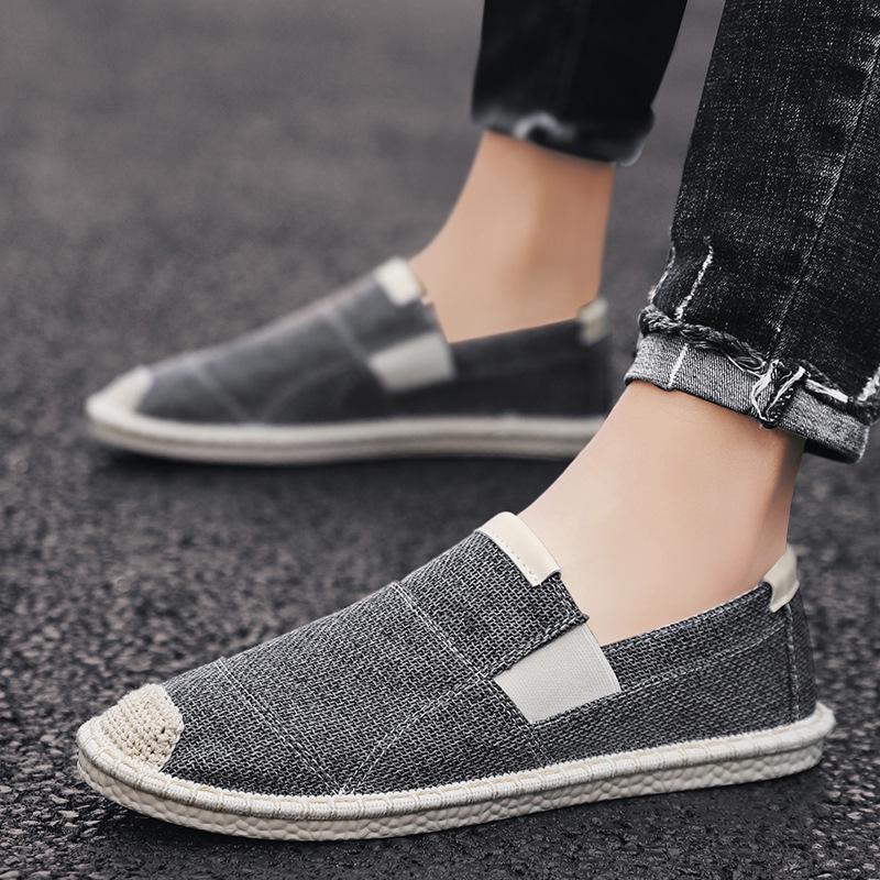 

Мужские холщовые туфли с граффити, конопляная стелька, эспадрильи из ткани унисекс, мужские джинсовые мокасины, без застежек, кеды Cartoon Fisherman Easy Wear 8