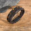 Xiaomi Vnox Black PU Leather Bracelets with Tiger Eyes Beads, Stainless Steel Bangle Wristband, Gift to Dad Husband Boyfriend