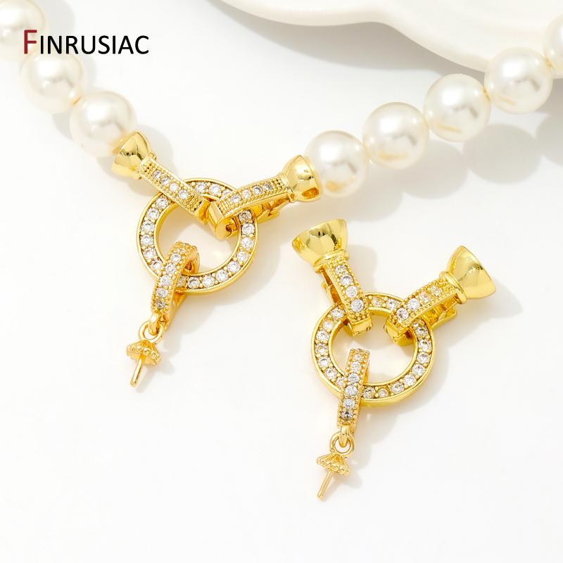 18K Gold Plated Brass Lock Clasps With Pearl Pendant Mounting Findings,Fasteners For Bracelets,Connectors For Jewelry Making