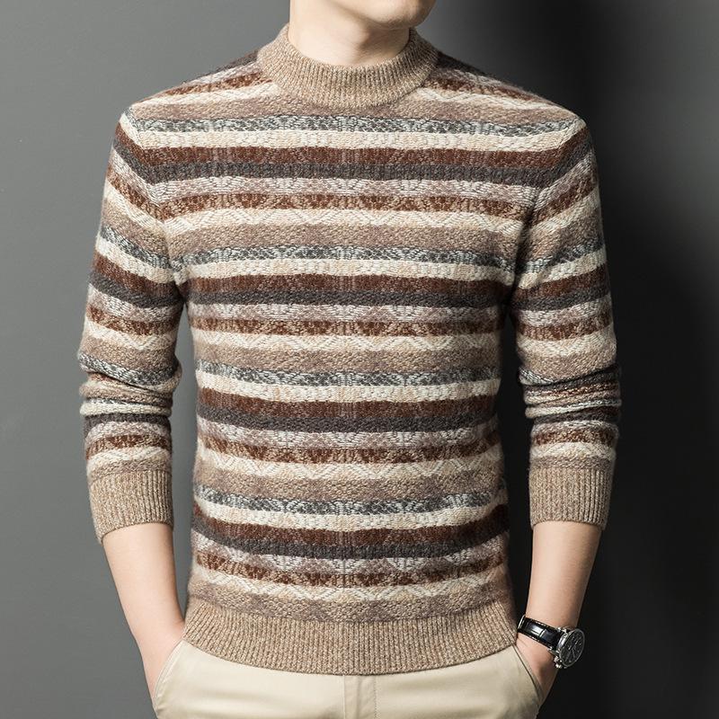 2025 Winter Men s Korean Style Patterned Wool Sweater - Fashionable and Warm Base Layer XL