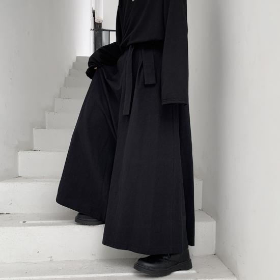 Mens Loose Wide Leg Hakama Pants Harajuku Japanese Samurai Kimono Pants Chinese Style Hanfu Tang Kendo Uniforms Casual Pants