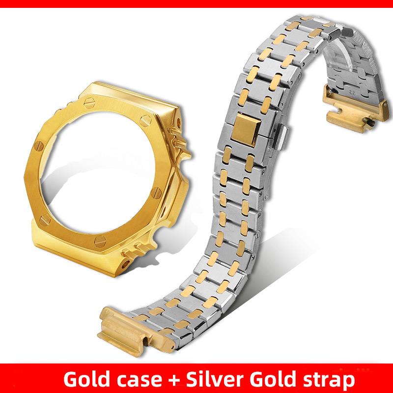 Für Casio Farmhouse Oak GA-2100 GA-2110 GA-B2100 Modifiziertes Edelstahl-Armband Metallgehäuse Lünette GM2100 Armband 16mm