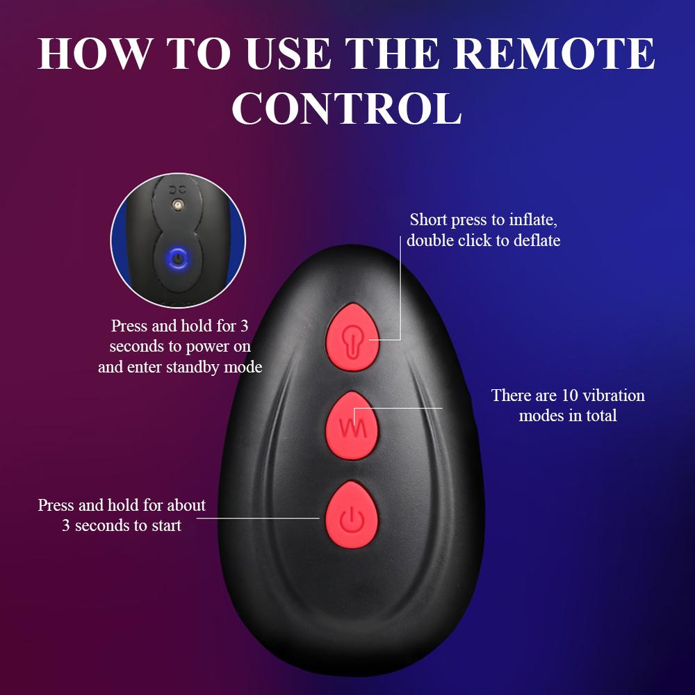 Wireless Remote Control Male Prostate Massager Inflatable Anal Plug Vibrating Butt Plug Anal Expansion Vibrator Sex Toy for Men