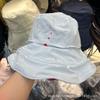 Sweet sister spring and summer new cotton and linen inkjet bucket hat women's sunscreen basin hat cute small fresh wide brim sun hat