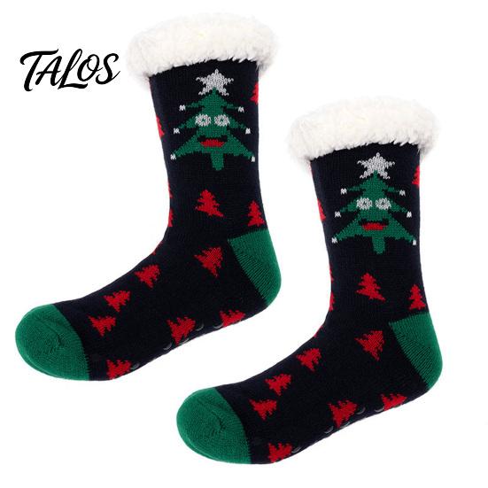 Winter Warme Fußbekleidung für Damen Weihnachtssocken mit Griffen für Herren, Verdickte Plüschgefütterte Thermosocken, Rutschfeste Socken für das Wohnzimmer