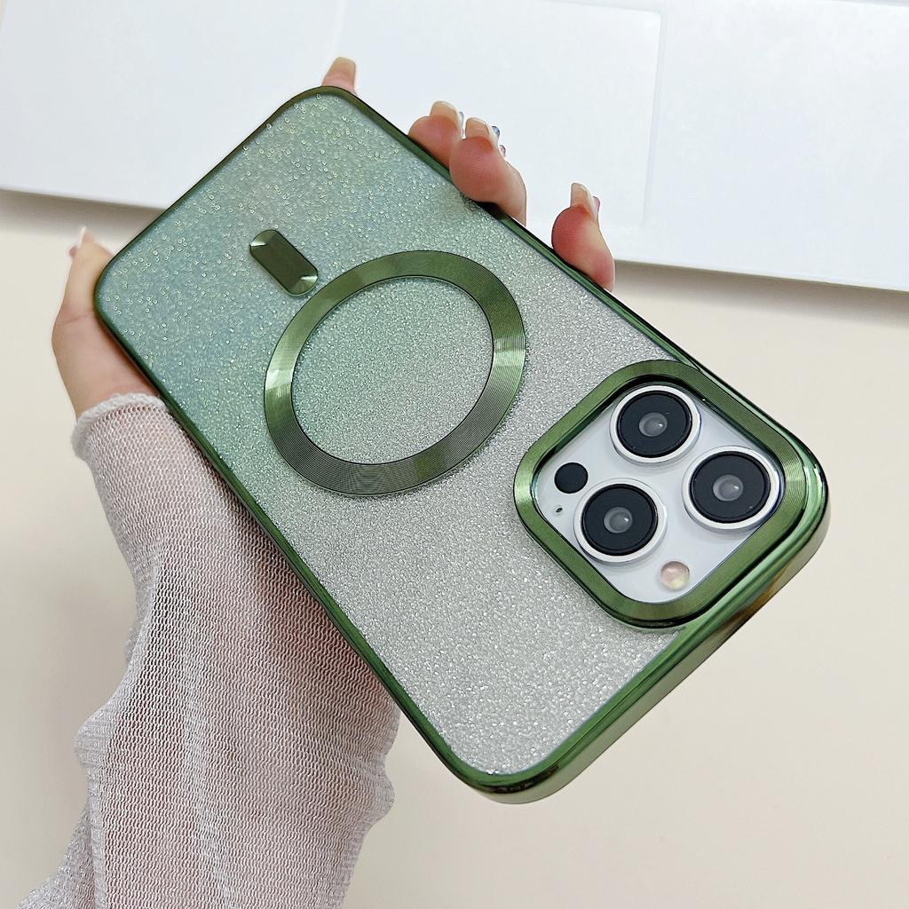 Applicable To Iphone17promax Mobile Phone Case, Apple 16pro Electroplating Magnetic Mobile Phone Case 15 Gradual Change Glitter