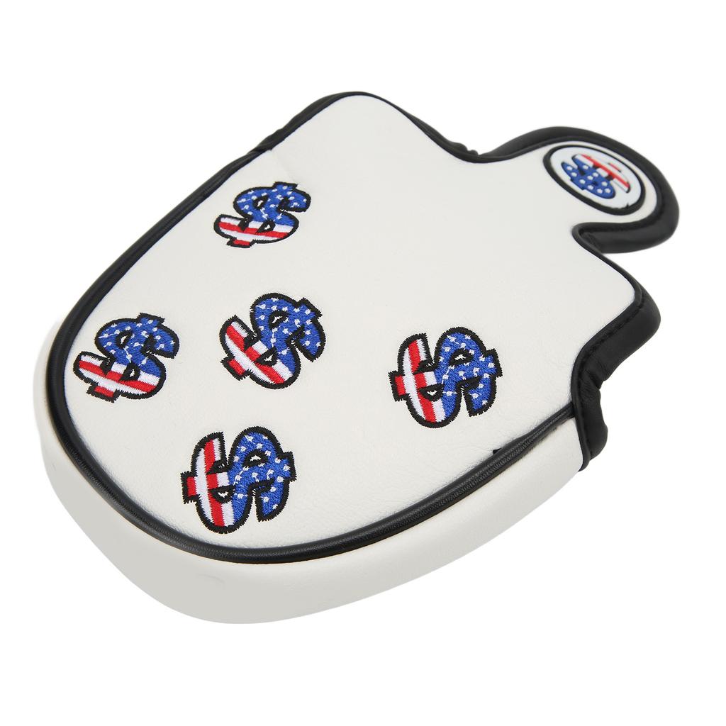 Golf Putter Head Covers PU Leather Waterproof Golf Club Headcover Protector with Magnetic ClosureWhite
