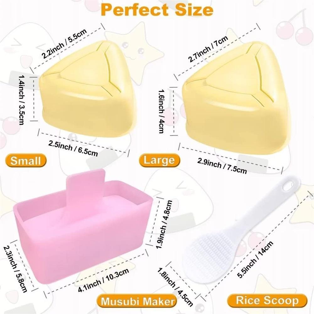 Onigiri Mold, 3 Pack Rice Mold Musubi Maker Kit, Musubi Press Mold, Classic Triangle Rice Ball Mold Maker Sushi Mold for Kid Lunch Bento, Home DIY