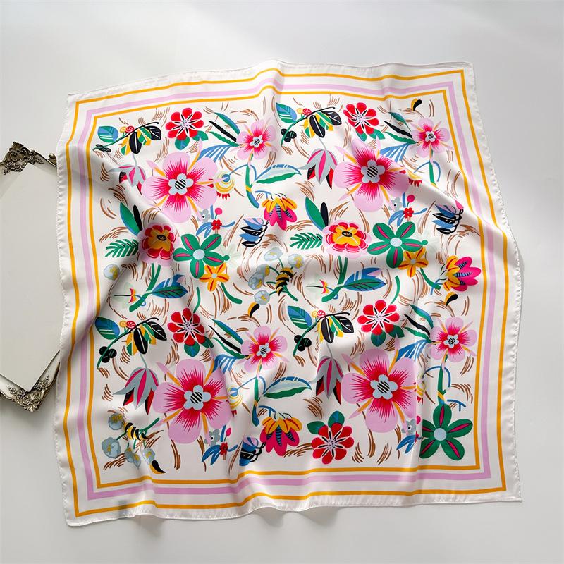 New Print 70*70cm Silk Square Scarf Women Neckerchief Female Headband Foulard Bag Ribbon Hairband Lady Hijab Bandana Scarfs