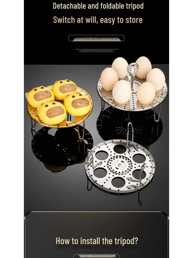 304 Stainless Steel Folding Steamer Rack for Eggs, Buns, and Rice Cookers