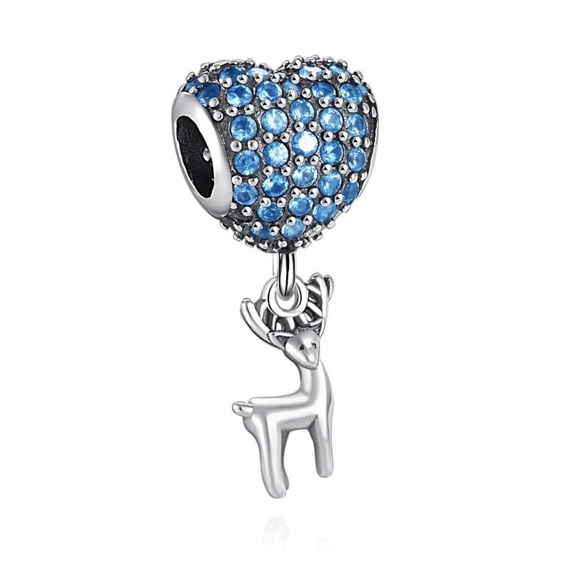 New 925 Silver Christmas Bell Elk Charm Bead DIY Bracelet Jewelry for Women