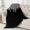 Minimalist Checkered Drip Flannel Throw Blanket Soft Cozy Fleece for Home Office Sofa Car All Season Gift