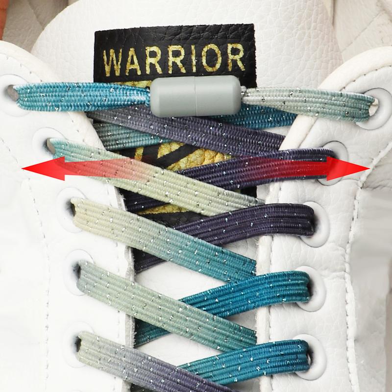 

Colorful Shoelaces Without ties Kids Adult 0.7cm Flat Shoelace for Shoes Elastic Laces Sneakers No Tie Shoe laces 1Pair золотий
