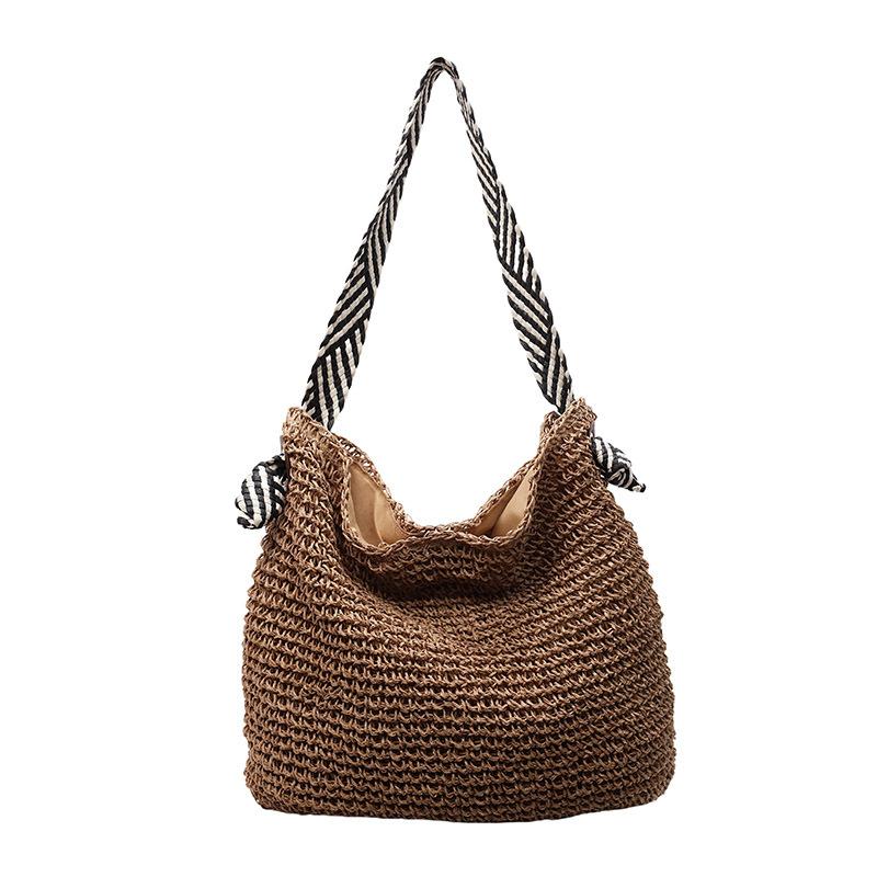Wind Stroh gewebte Tasche neue Schulter handgewebte Tasche Damentasche vielseitige Urlaub Strandtasche Damentasche