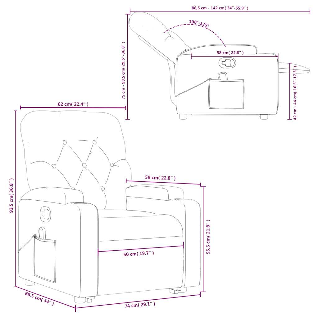 Massage Recliner with Rising Function Dark Green Fabric