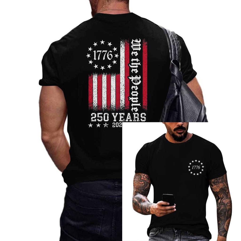 Men's Loose and Casual Flag-print T-shirt, Short Sleeve Shirt