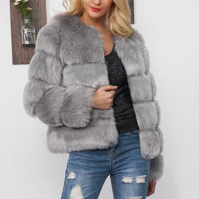 Women's Short Imitation Fur Fox Fur Collar Slim Jacket Women Clothes Jacket Female