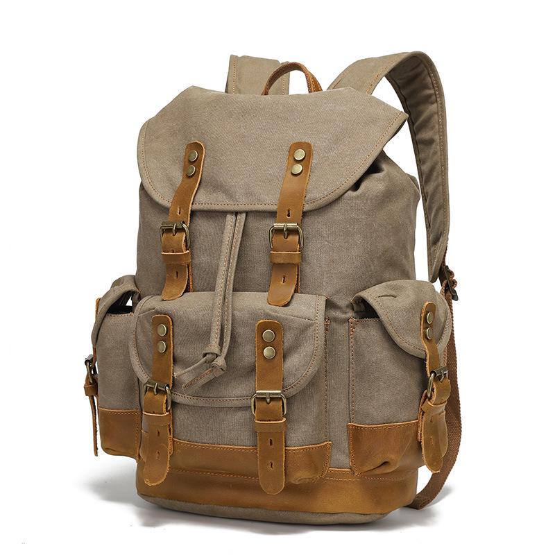 Unisex Waterproof Waxed Canvas Travel Backpack for Outdoor Sports and Laptops