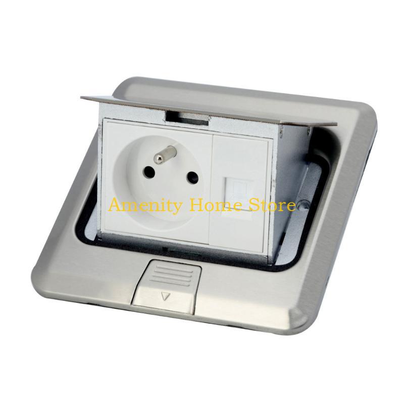 F26C Stainless Steel Receptacle Outlet Pop-Up Floor Electrical Outlet Floor Socket Waterproof Electrical Outlet Cover Box