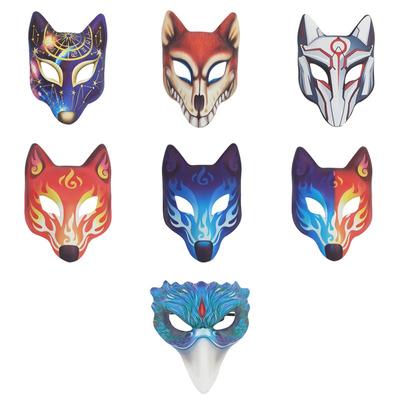 Creative Halloween Mask Fox Mask Half Face Mask Halloween Playing Props Furry Animal Adult Costume Phoenix Mask - Halloween Animal Face Mask