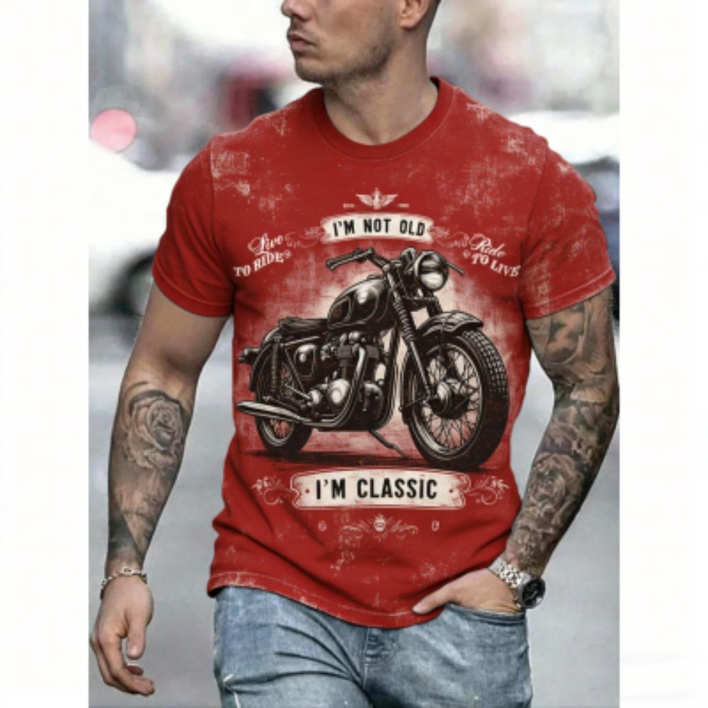Europe America Summer Men's T-Shirt Motorcycle 3D Print Tees Top Street Casual Loose Outdoor Short Sleeve Plus Size Women T-shirt