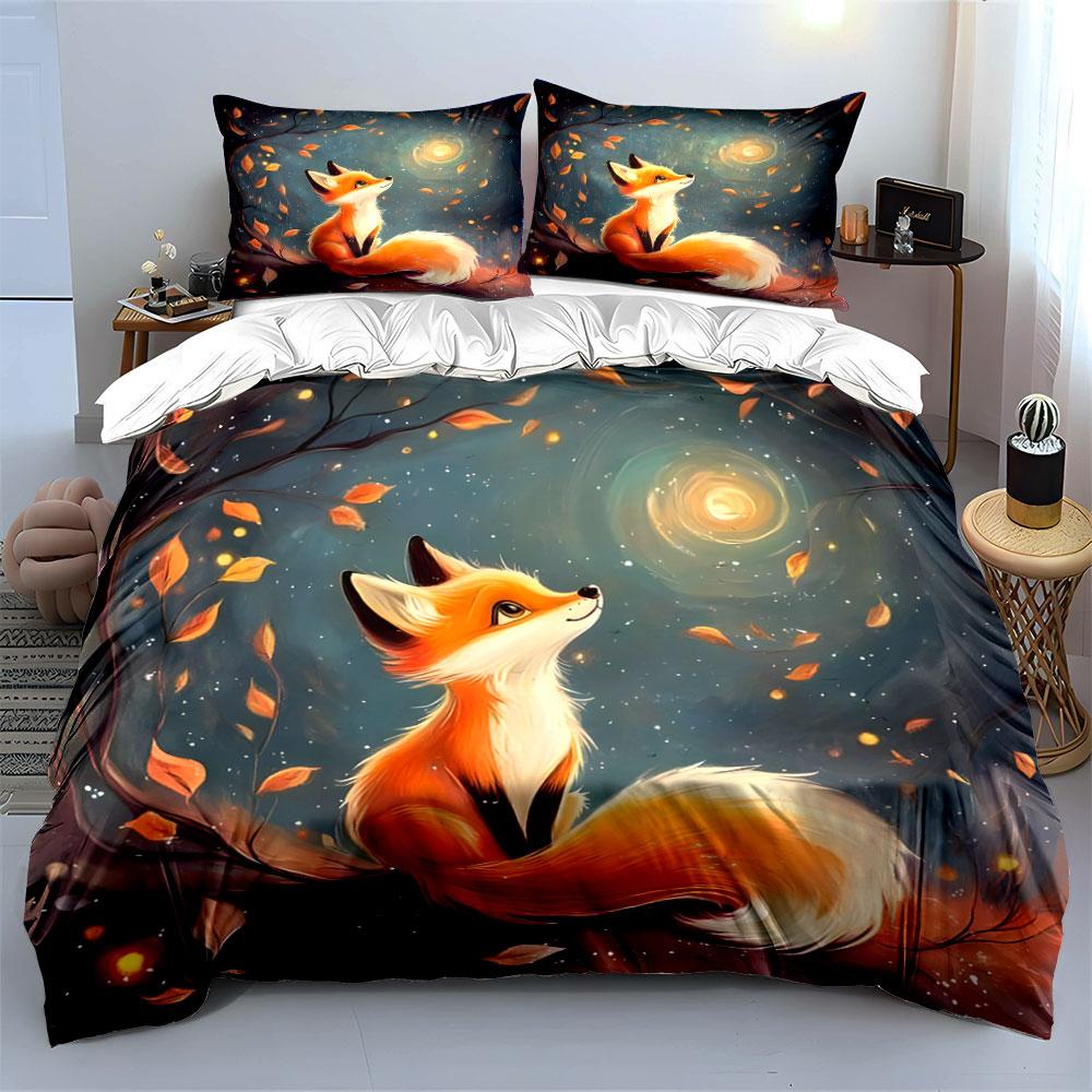 Whimsical fox under moonlight Bedding sets Duvet covers Pillowcases(1* Duvet Cover 2* Pillowcases without duvet insert)