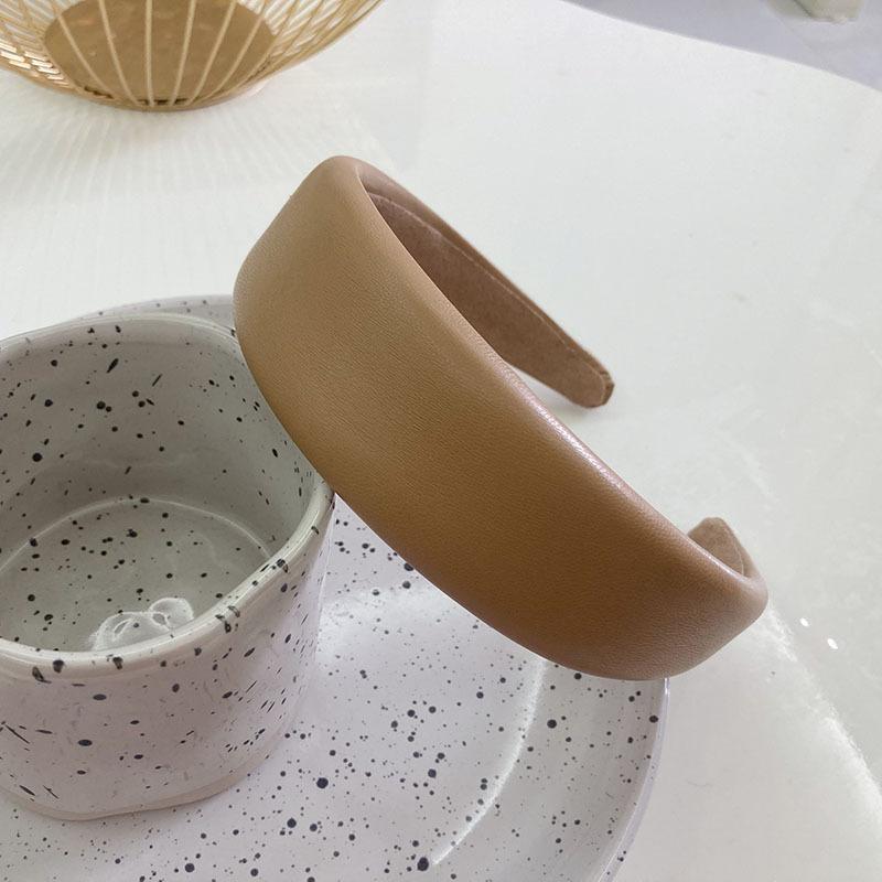 Vintage PU Leather Headbands Hairbands Women Girls Solid Wides Spong Thick Hair Hoops Hair Bands Bezel Fashion Hair Accessories