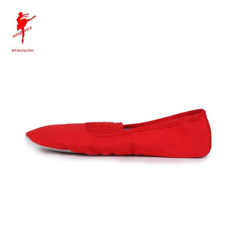 Unisex Red Canvas Dance & Gymnastics Shoes with Soft Pigskin Sole - Ideal for Ballet, Yoga, and Practice