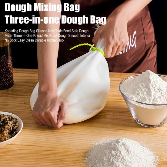 Kneading Dough Bag Silicone Dough Mixing Bag Reusable Hands-free No Stick Kitchen Tool for Mixing Resting Storage