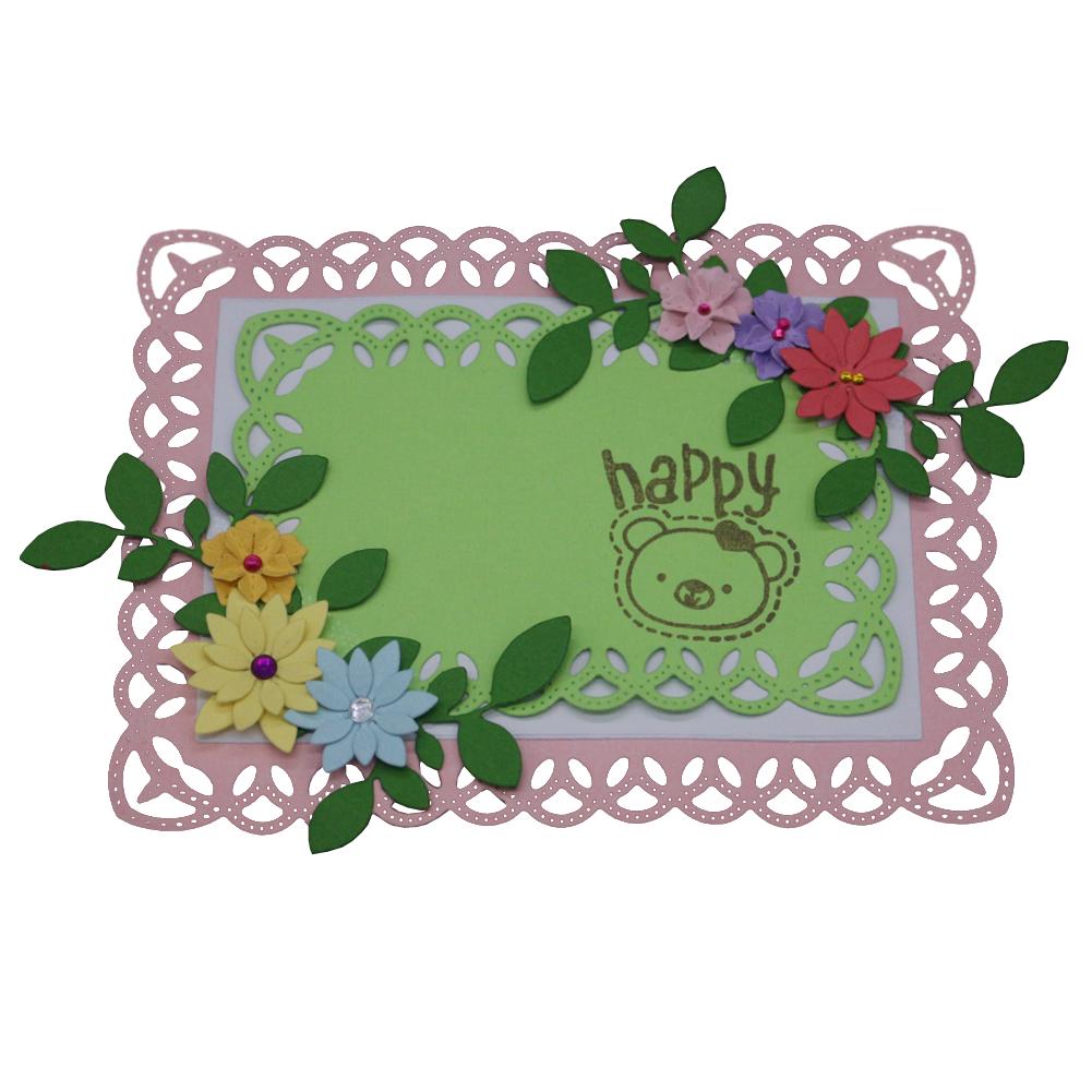 Lace Rectangular Frame Metal Silvery Stencil Embossing Cutting Dies For Diy Scrapbooking Paper Album Cards Making