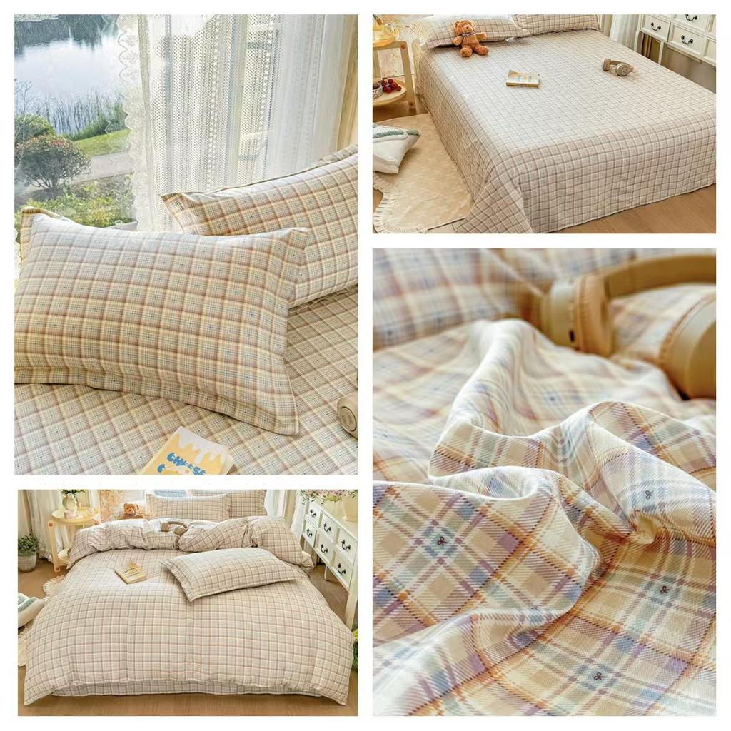 Class A Pure Cotton Bed Sheet, Duvet Cover, and Pillowcase Set – Available in Three-Piece or Four-Piece, All Seasons, Home/Homestay