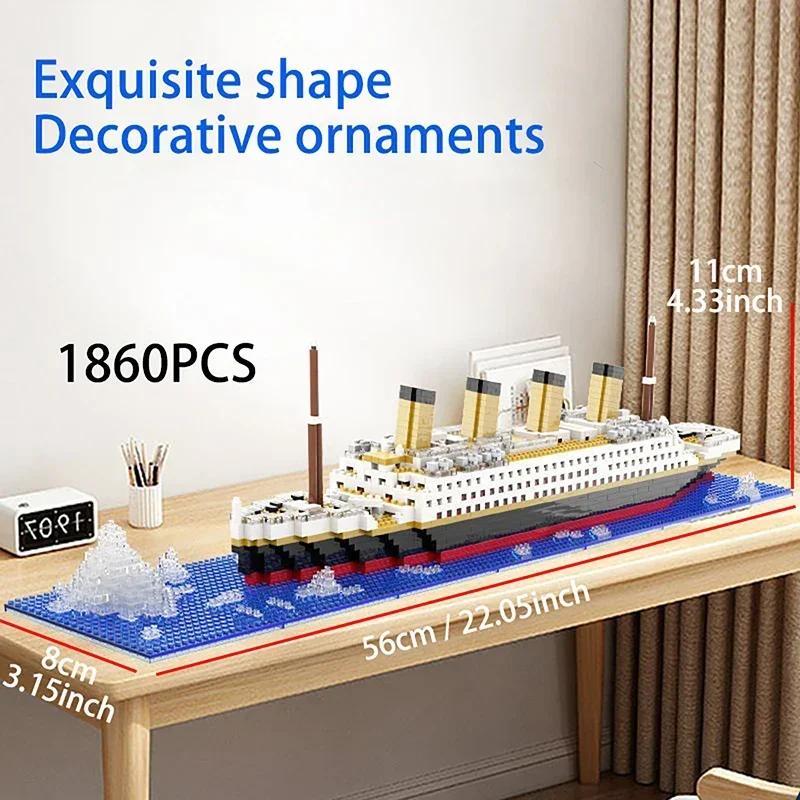 Kleine Teilchen Baustein Montage Spielzeug Titanic Riesen Puzzle Modellbausatz für Jungen und Mädchen, Schreibtisch Geburtstagsgeschenk.