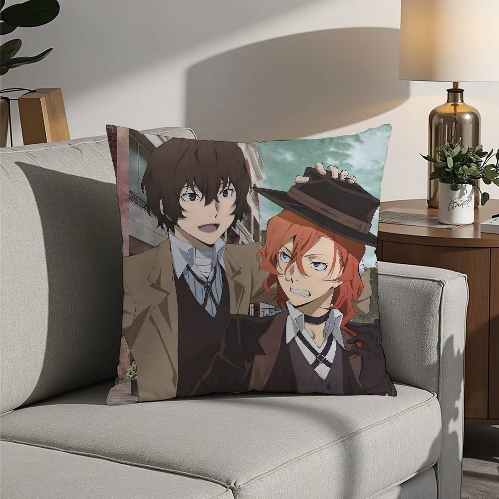 Hot Anime Bungo Stray Dogs Pillow Case 3D Print Polyester Fiber 40*40cm Home Sofa Throw Decoration Festival Gift