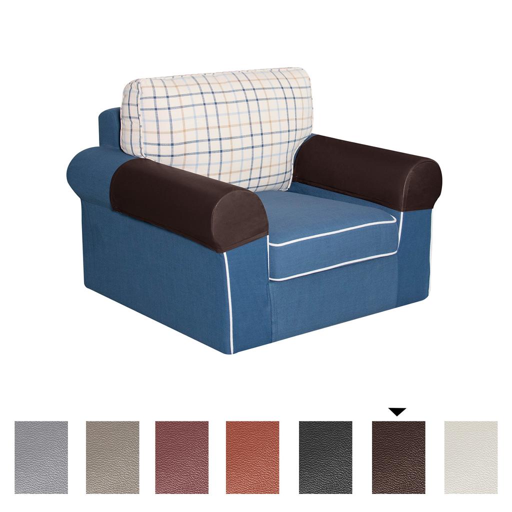 Elastic 2pc/set PU Leather Sofa Covers Waterproof Sofa Armrest Couch Covers For Couch Chair Arm Protectors Slipcover Stretchy