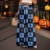 Women's Casual Wide Leg Pants Stretch Belt Pocket  Print Adjustable Tie Pants