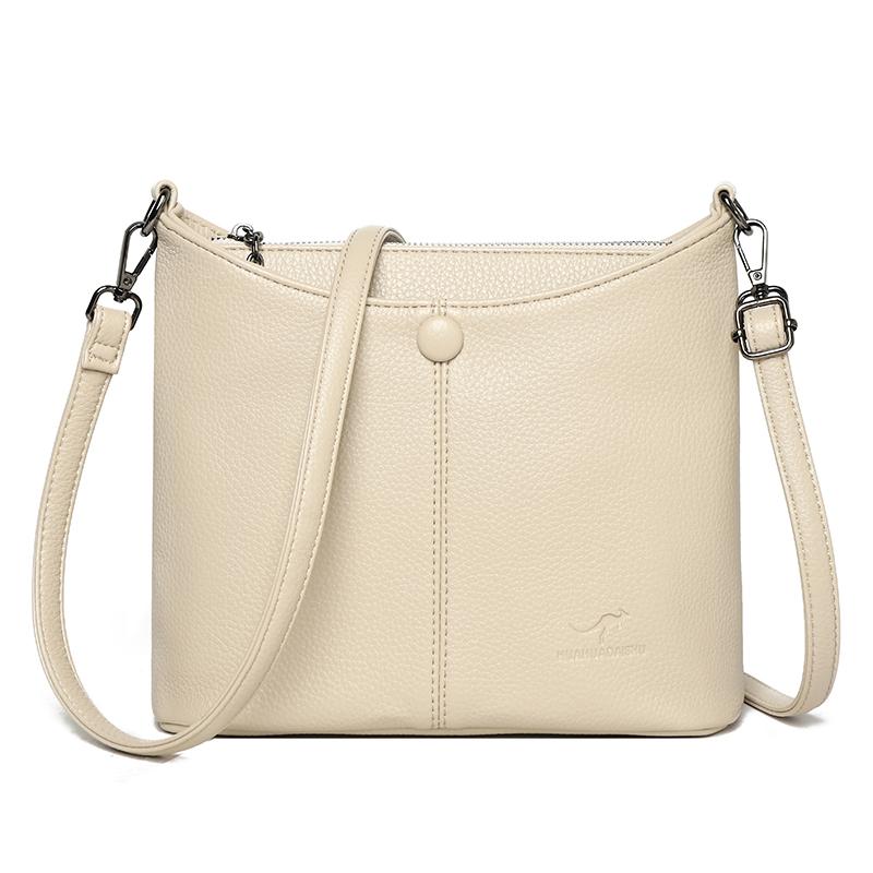 Винтажная женская сумка через плечо из ПУ бежевый