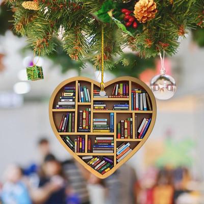 Book Lovers Heart Librarian Ornament Gift For Her Librarian Book Ornament Lover Bookworm Acrylic Ornament  2pcs
