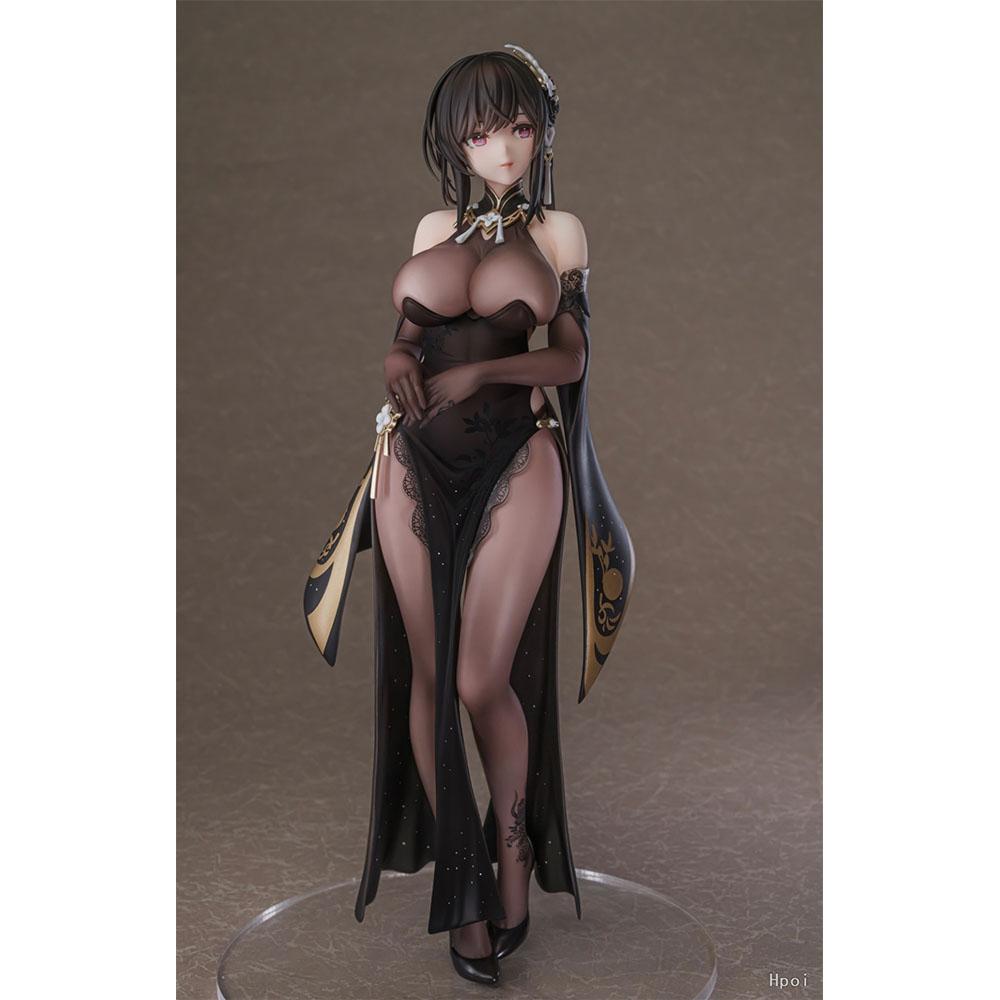 28CM ROC Chen Hai Figure Anime Game Azur Lane China Cheongsam Sexy Cute Desktop Golf Model Toy Gift Collection Ornaments PVC