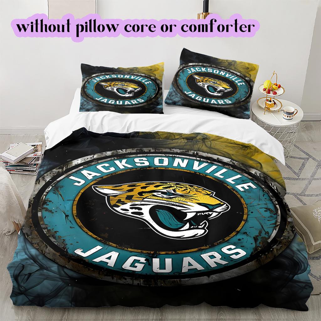 Jacksonville Jaguars Pattern Bedding Quilt Set Quilt Cover Pillowcase Home Decoration Birthday Gift (1 * duvet cover + 2 * pillowcase, without core)