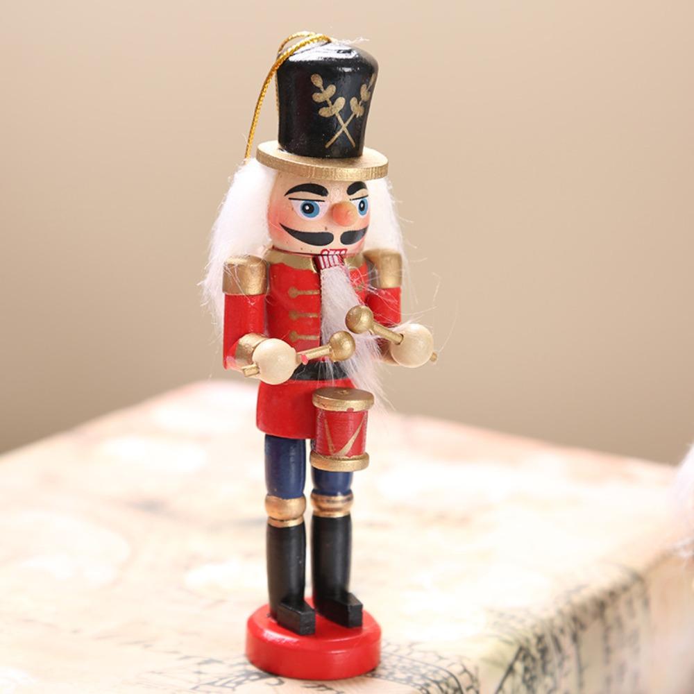 6pcs/set Figurines Soldier Puppet Pendant Painted Nutcracker Doll Nutcracker Puppet  Car Pendant
