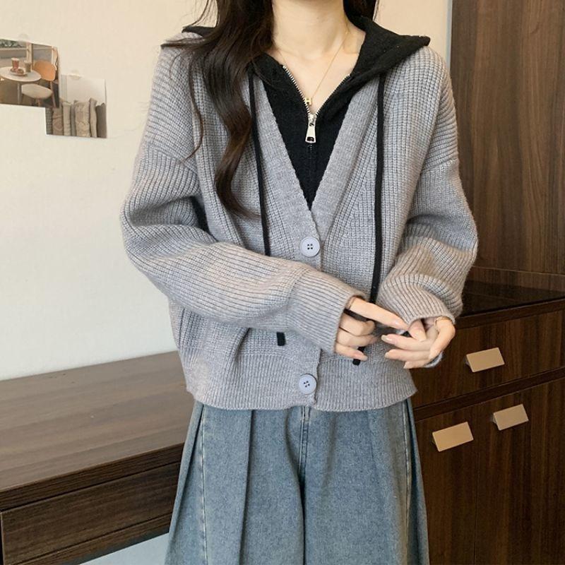 Hooded Sweater Jacket New Trend Short Slimming Autumn and Winter Knitted Cardigan Top for Women