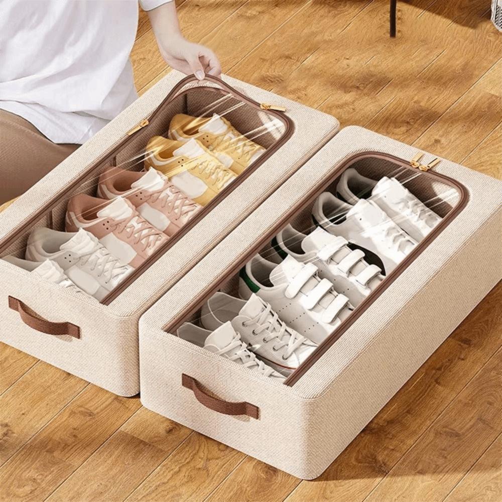 Sturdy Handles Clothes Quilt Storage Box Folding Shoes Container Under Bed Shoe Organizer  Wardrobe